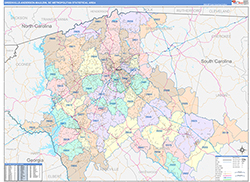 Greenville-Anderson-Mauldin Metro Area Wall Map Color Cast Style 2026